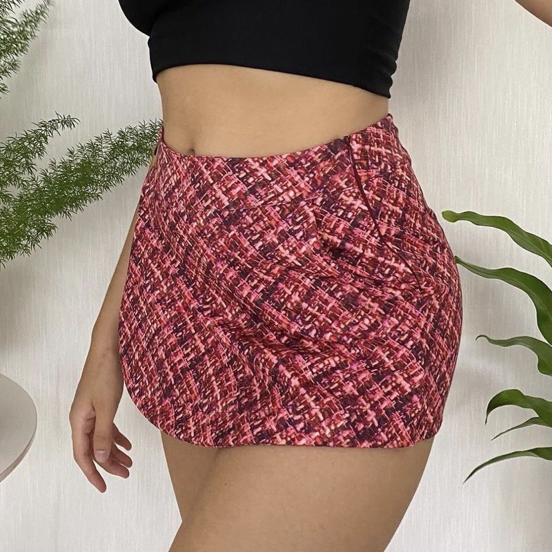 Short saia best sale de tecido