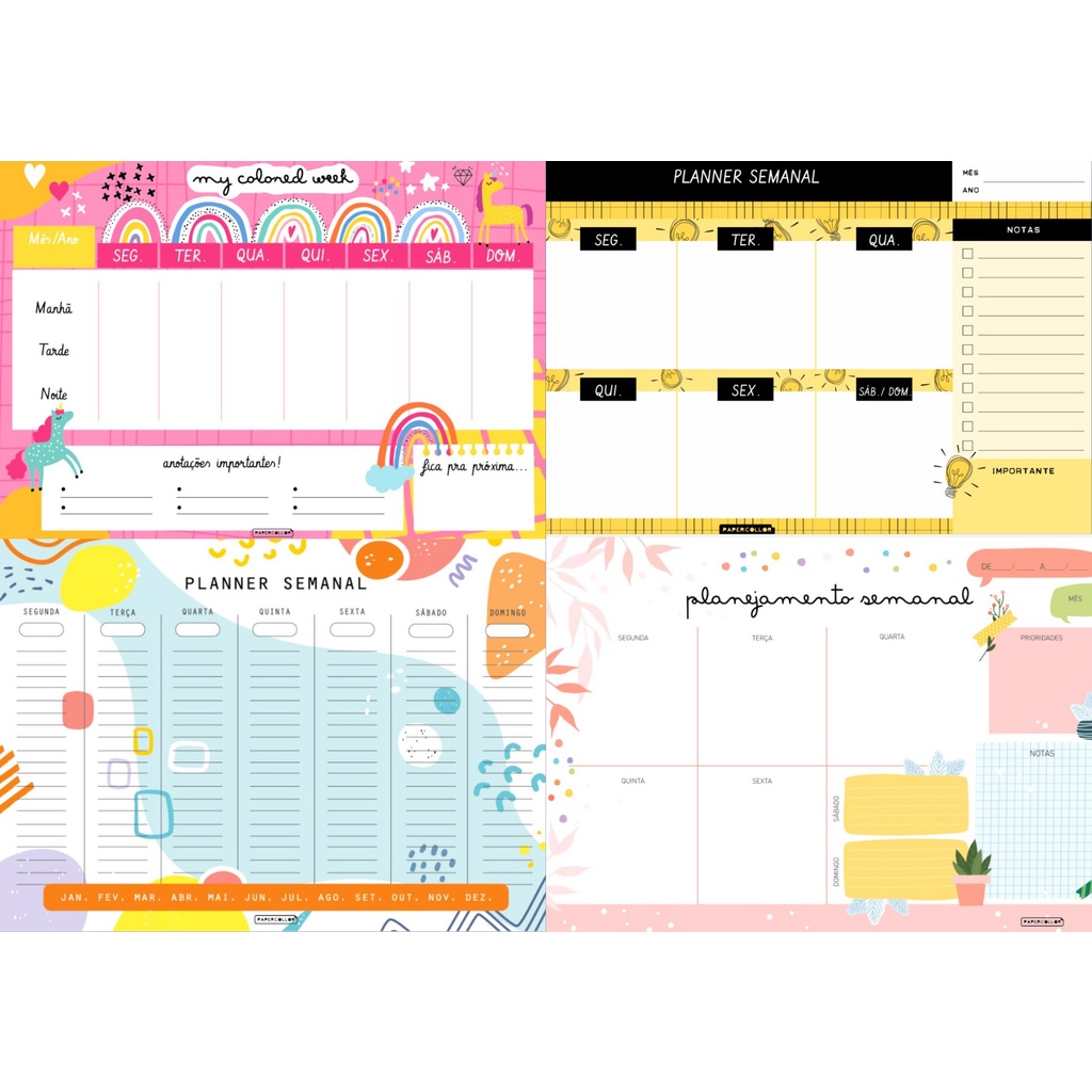 Bloco Planner Semanal de Mesa A4 Bloco 297mmx210mm C/60 Folhas | Shopee ...