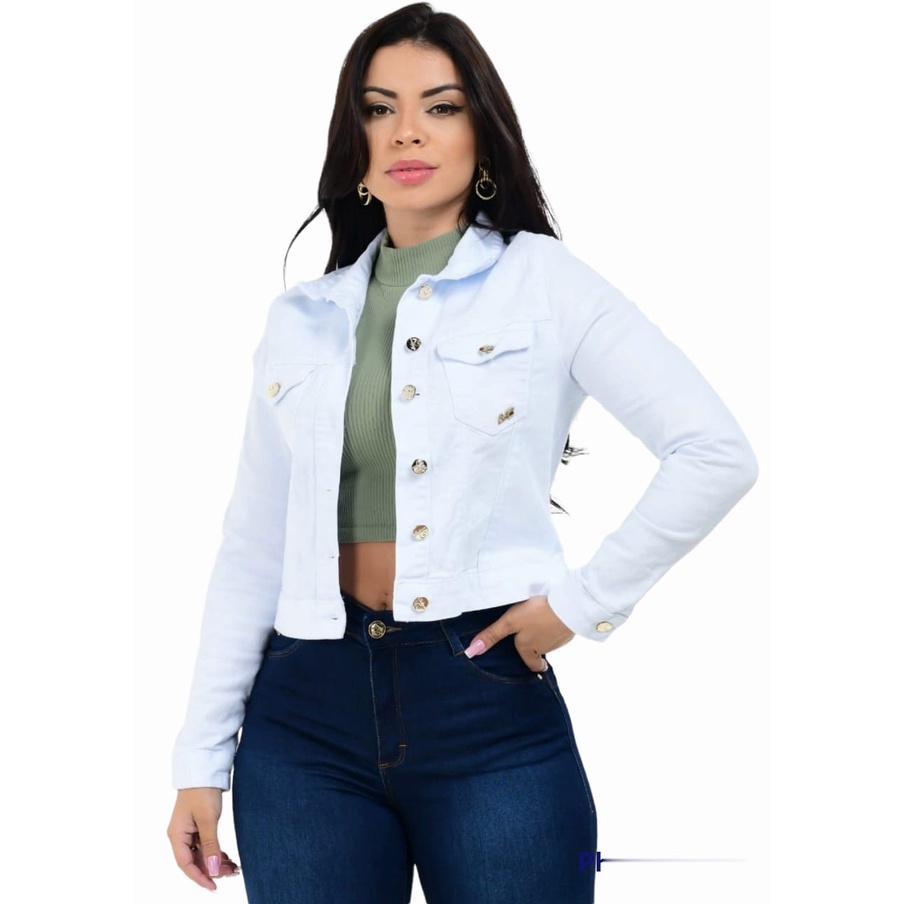 Jaqueta branca hot sale jeans feminina