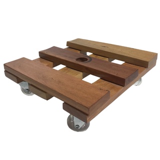 Suporte Quadrado P/ Vasos Rodízio De Madeira Com Rodas 31cm