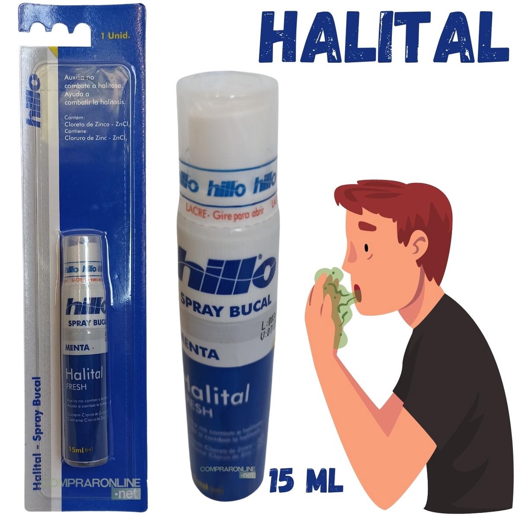 Halital Spray Bucal Hillo Fim Do Mau Hálito Sabor Menta 15 Ml | Shopee ...