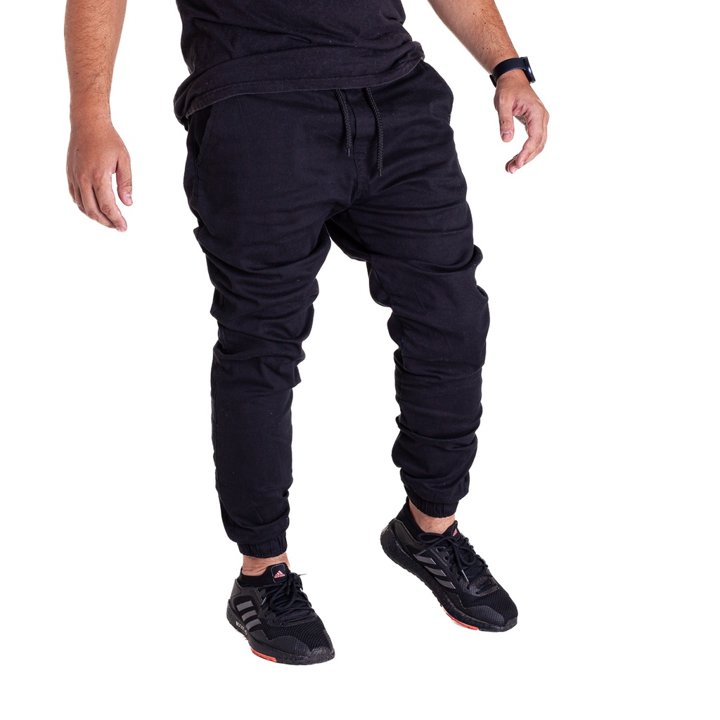 Calça Jogger Masculina com 4 bolsos sob material de linho fino com elastano