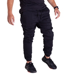 Calça Jogger Masculina Sarja Skinny Preta * - Loja 021