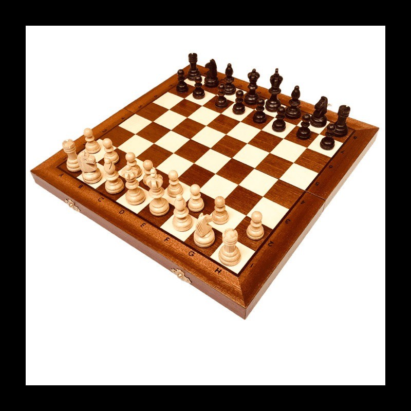 Tempaky Conjunto de tabuleiro de xadrez de madeira de 15 polegadas  internacional tabuleiro de xadrez dobrável com peças de xadrez trabalhadas  e slots de armazenamento para crianças e adultos
