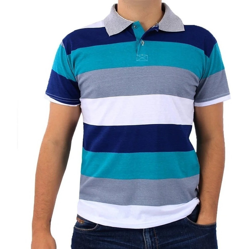 Kit 2 Camisas Polo Masculina Blusa Sortidas Listrada 100% Algodão