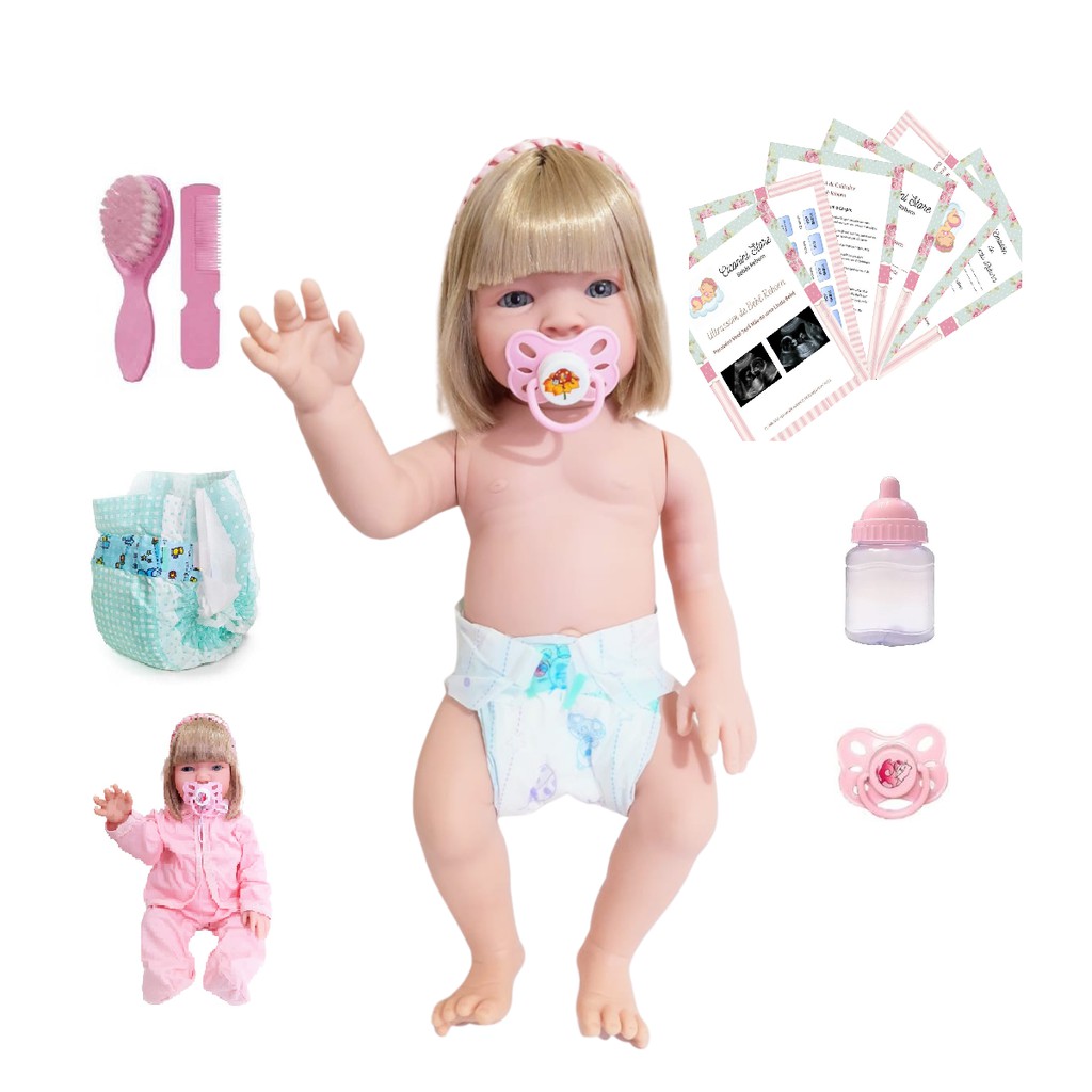 boneca bebe reborn corpo silicone pode dar banho