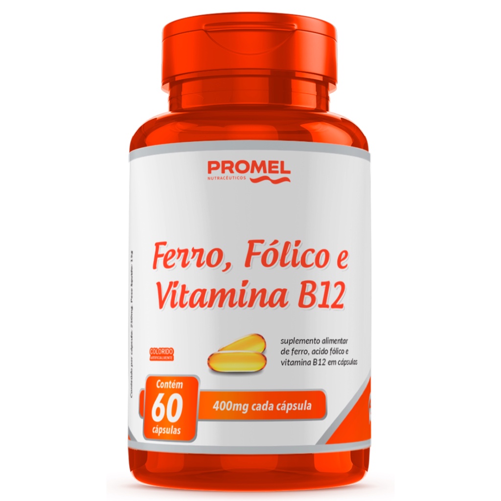 2 Suplemento de Ferro, Ácido Fólico E Vitamina B12 com 60 cápsulas 400mg