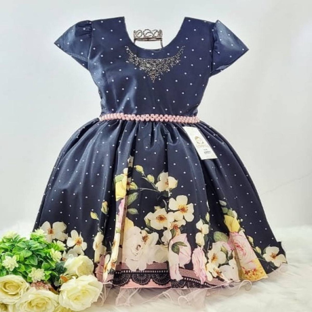 Vestido infantil luxo trapézio flores G 7 8 anos menina festa em Promoção  na Americanas