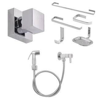 Kit de Acessórios para Banheiro Com Acabamento ABS e Ducha Higiênica Cromada c 72 ABS