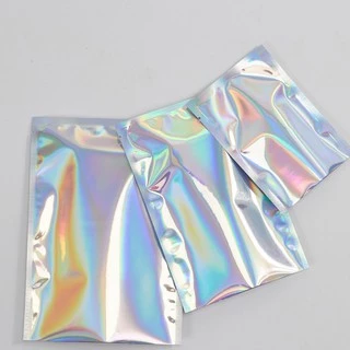 200pcs Holograma Filme facial De Folha De Alumínio Saco De Cosméticos Estocagem A Vácuo Selo Térmico Embalagem Com Entalhe De Rasgo