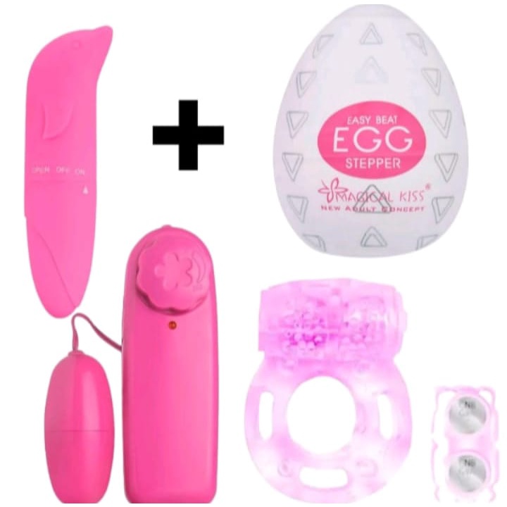 Kit Vibrador Ponto G Golfinho Anel Com Vibrador Ovo Egg Masturbador Masculino Bullet 7174