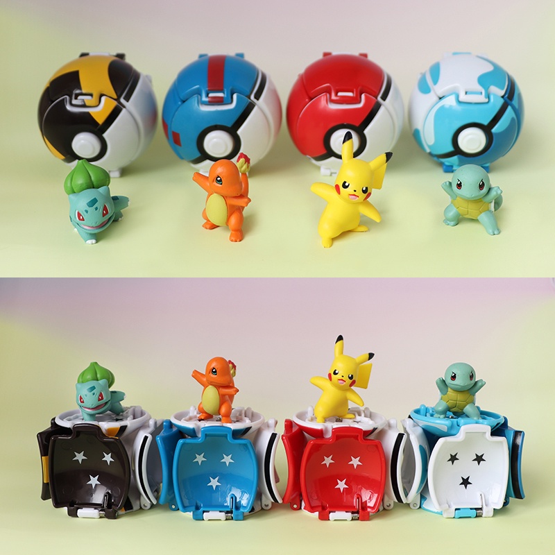 Pokebola De Sally Automática Com Pikachu Pokemon Anime Figuras De Ação ...