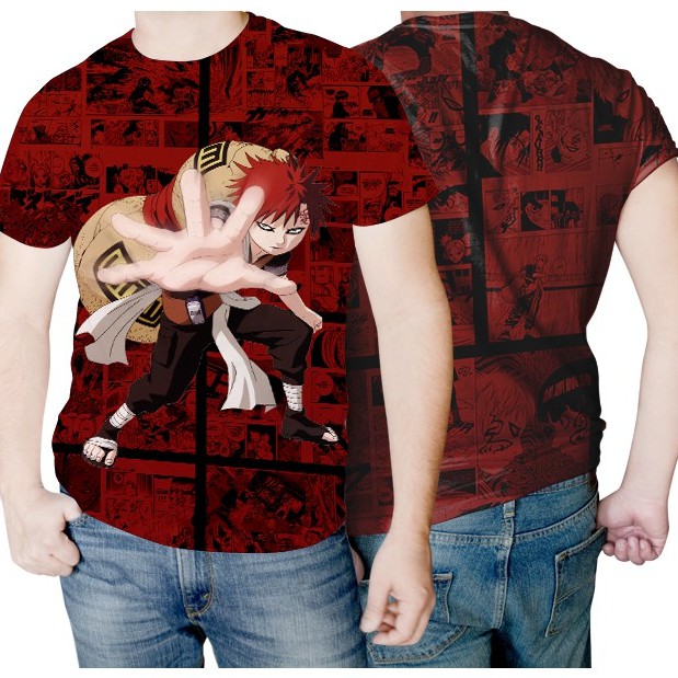 Camisa Camiseta Anime Gaara do Deserto Naruto Sabaku Estilo Mangá Unissex