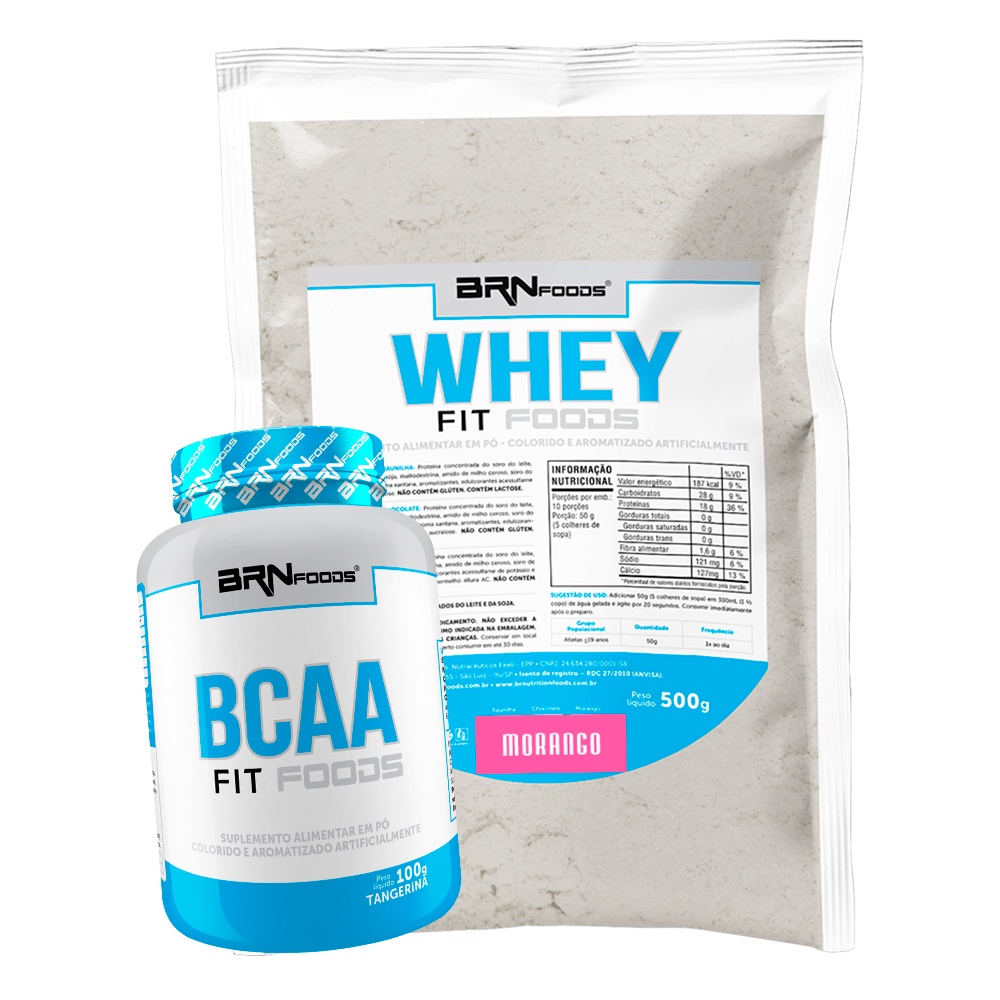 KIT Whey Protein Concentrado em Blend Proteíco Fit Foods 500g, BCAA Fit 100g – BRN Foods