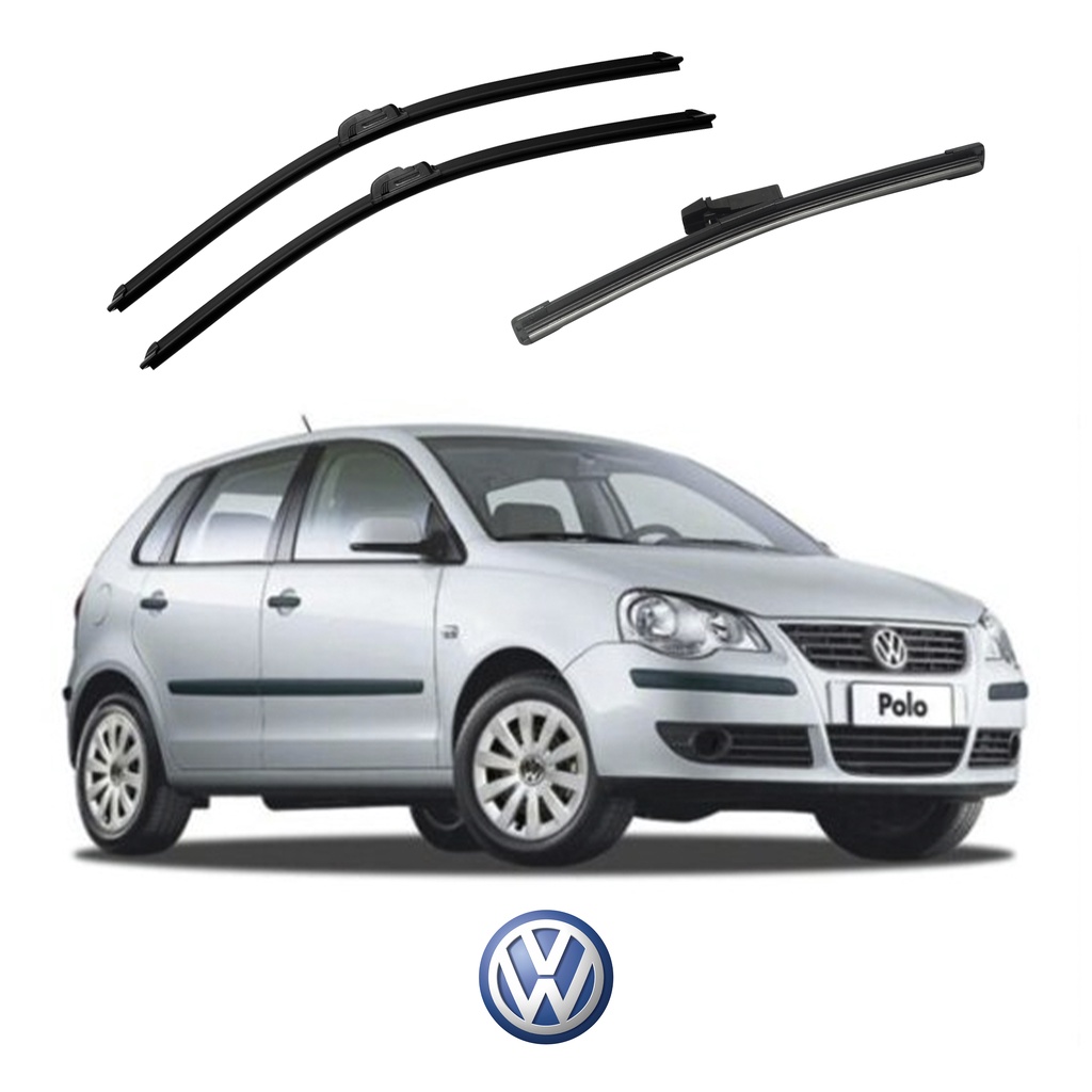 Par Palheta Limpador Parabrisa Dianteiro + Traseiro Volkswagen Polo 2007 2008 2009 2010 2011 Cinoy