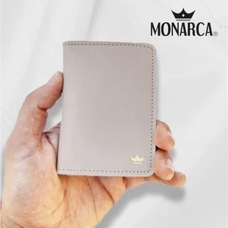 Carteira Slim Bege em Couro Legitimo Masculino/Feminino Promoção MONARCA