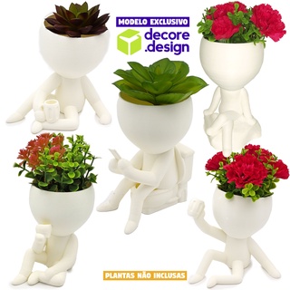 Vaso Suculenta Robert Plant Bob - Kit Com 5 Vasos Suculentas - KIT 2 - EXCLUSIVO DECORE DESIGN