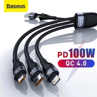 Baseus 3 Em 1 C USB Cabo Para IPhone 12 Pro 11 XR Cabo Do Carregador 100 W Micro USB Cabo Tipo C Para Macbook Pro