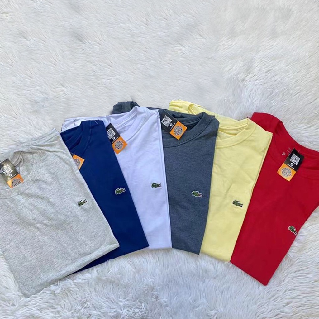 Kit 5 Camisetas Camisa Lacoste G1 G2 G3 Gola Careca Lisa | Shopee Brasil