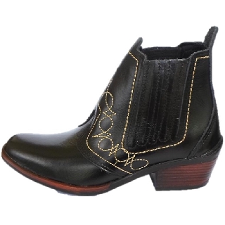 Bota Country Cor Preta Botina Salto Carrapeta Cabedal Em Couro Legitimo Botinha Estilo Cowboy Produto Otima Qualidade Marca Campolina Referencia 3636