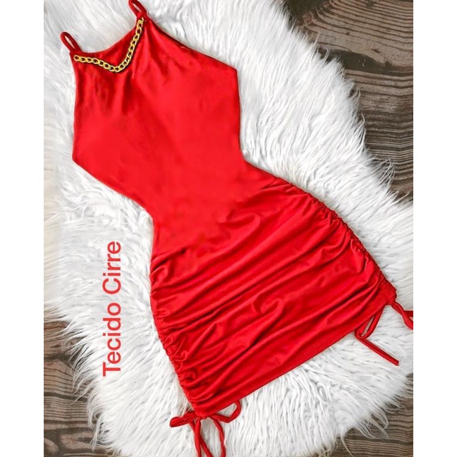 Vestido vermelho curto colado festa, balada | Shopee Brasil
