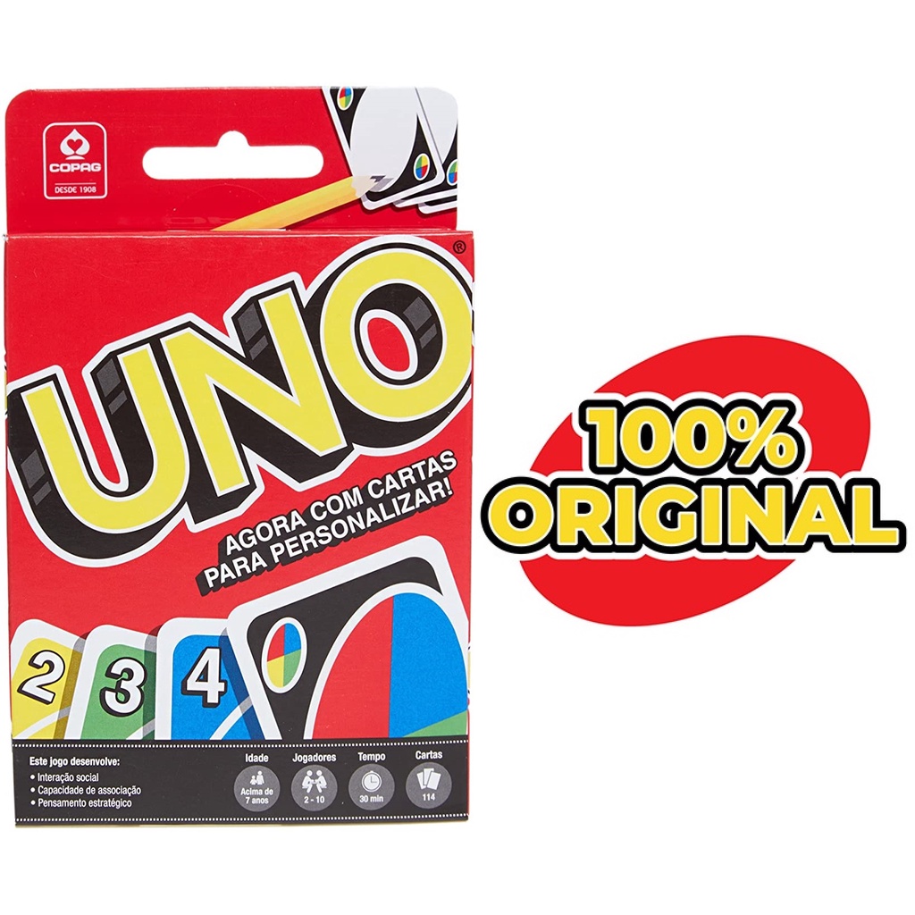 Jogo Uno Original da Copag 144 Cartas de 2 a 10 Jogadores em