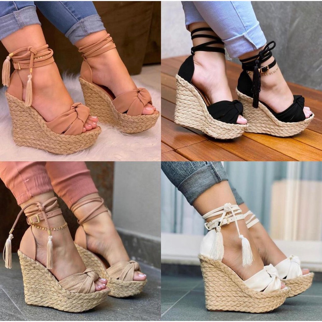 Sandalias com hot sale salto anabela