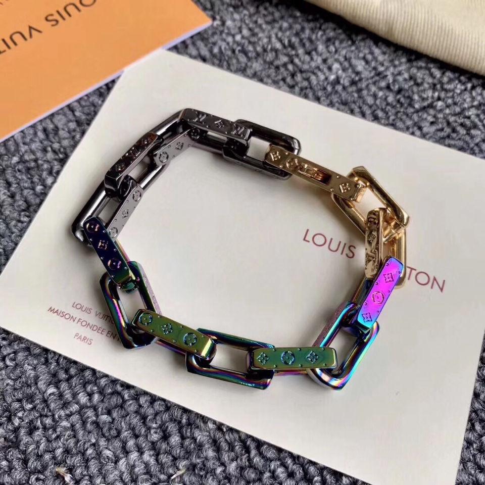 2021 New Loui Vuitto Chain Bracelet Engraved Monogram Colors Black/gold/multicolor