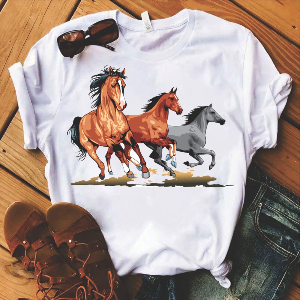 Camiseta Feminina Cavalo Marrom Frente Country Tshirt