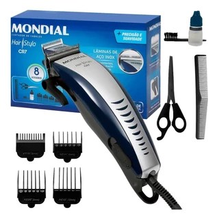 Máquina de Corta Cabelo Mondial Azul e Cinza Hair Stylo CR-07 220V