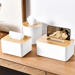 Caixa De Tecido Capa De Madeira Papel Higiênico Titular Guardanapo Maciça Caso Simples Elegante Dispensador Casa Organizador Do Carro
