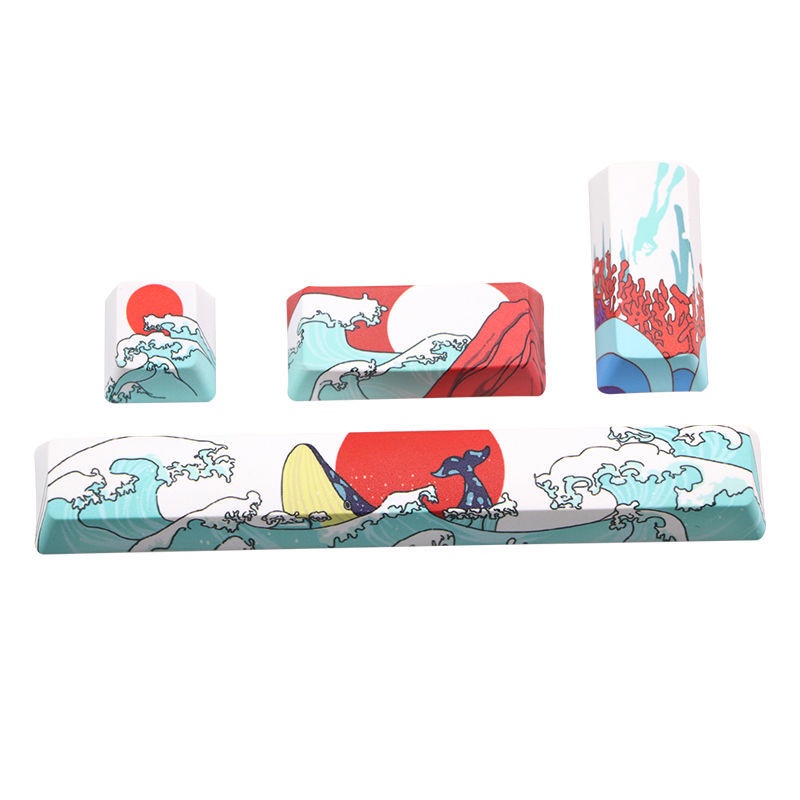 Keycap Coral mar de 4 teclas PBT chave de espaço de sublimação de cinco ...
