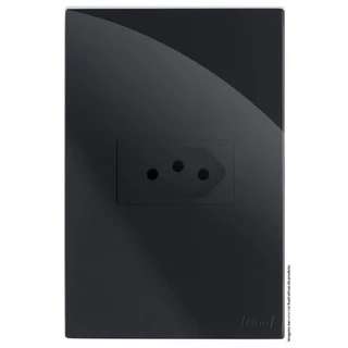 Cj Tomada 10a Horizontal 4x2 - Recta Black Gloss - Brg11171-6bk