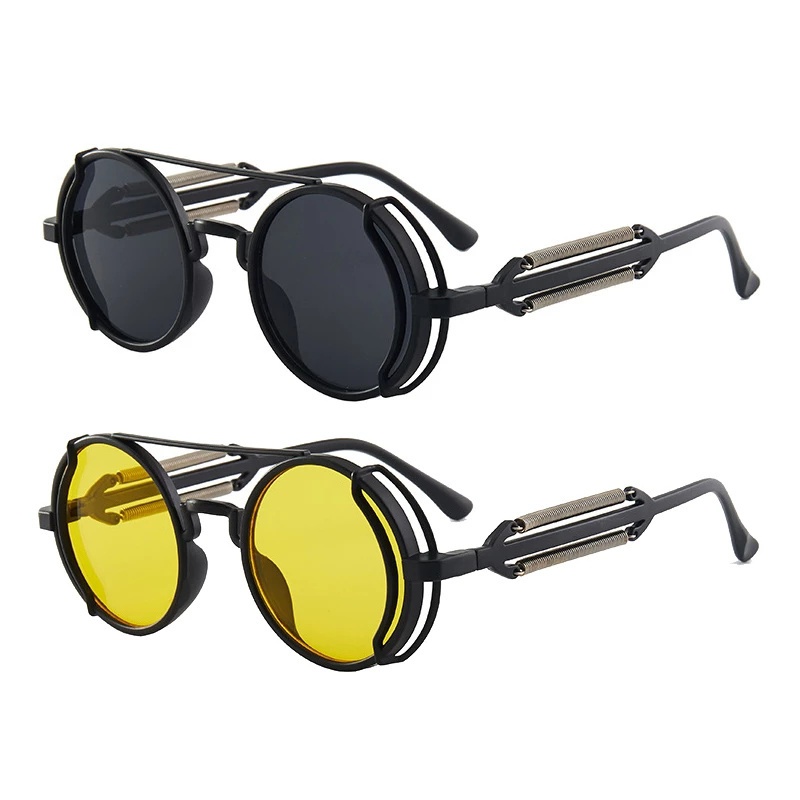 Óculos De Sol Redondo Steampunk Pernas De Mola Dupla | Shopee Brasil