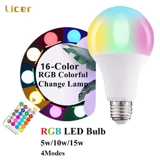 Lâmpada De Iluminação LED Colorida Licer 5W 10W 15W Controle Remoto 4 Modos Preenchimento Inteligente Regulável Embelezamento Da E27 Tomada