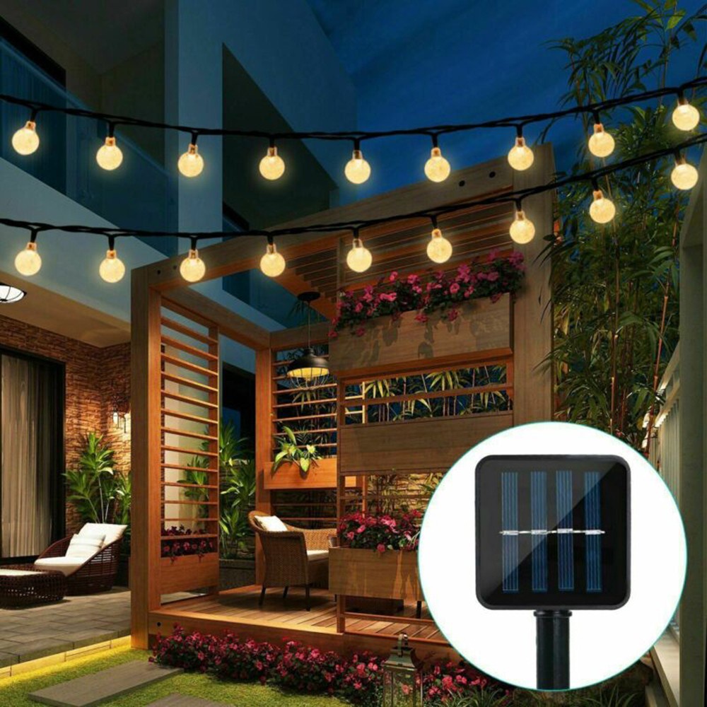 Lâmpada para decoração de quintal com luz solar de 30 LEDs com energia solar para jardim e área externa à prova d'água