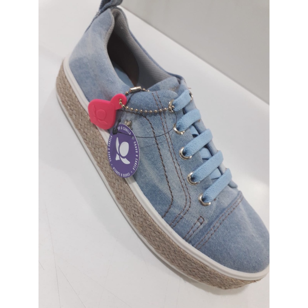 Tenis jeans feminino 2024 cravo e canela