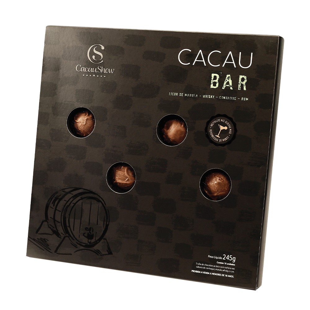 Caixa Trufa de Chocolate Recheio Sabor Licor de Marula Whisky Conhaque