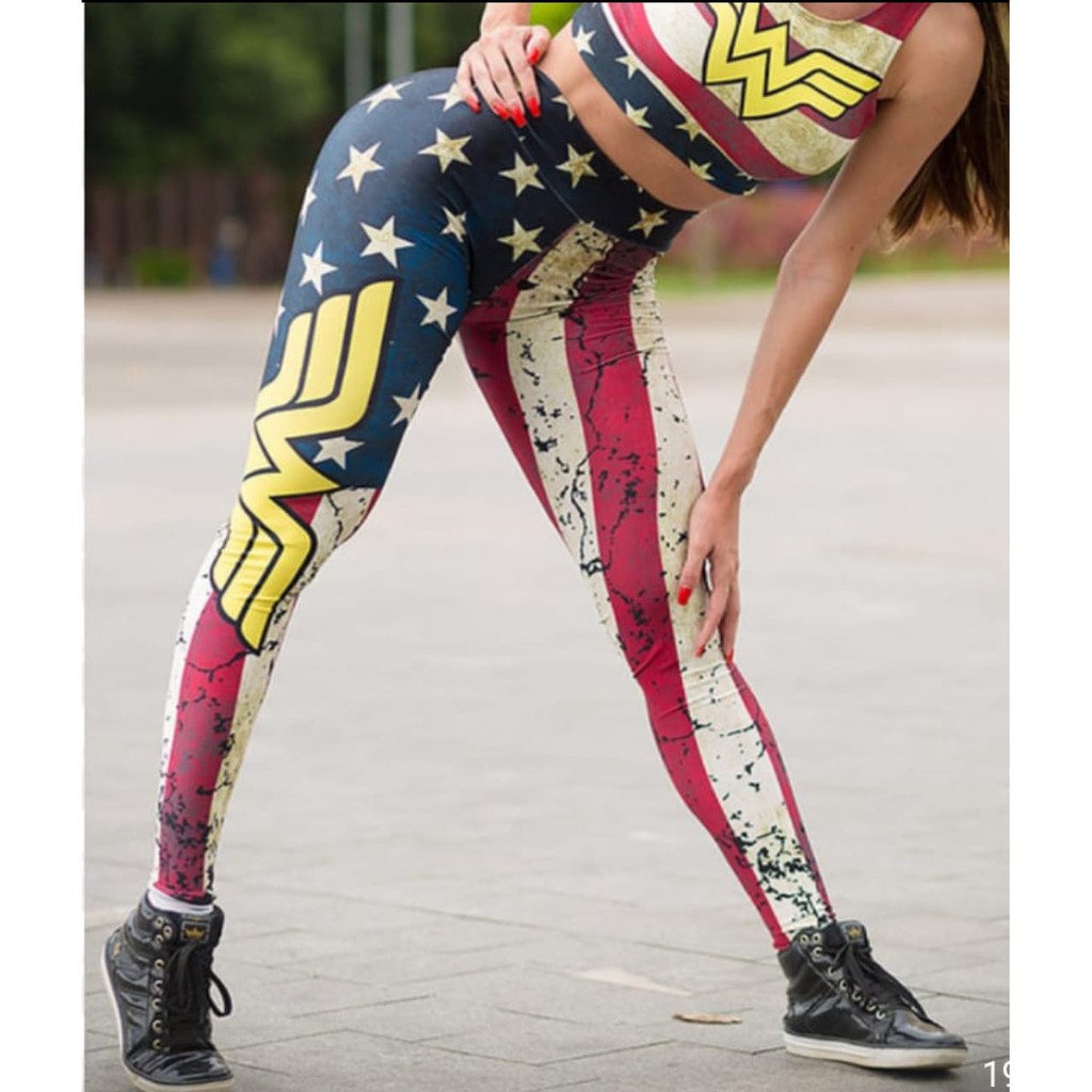 Calça Legging Fitness Mulher Maravilha Estampado