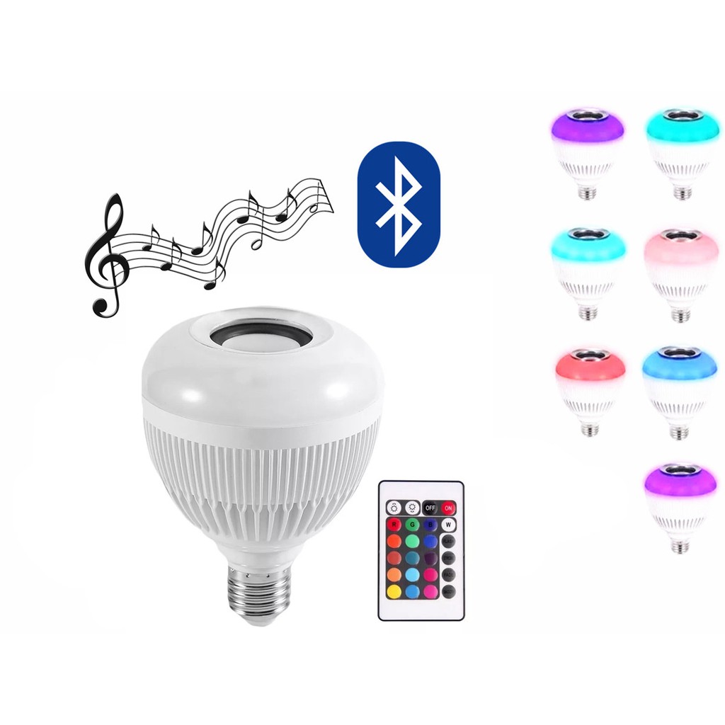 Lampada Led Rgb com Bluetooth Caixa De Som MUSICA C/ Controle BIVOLT