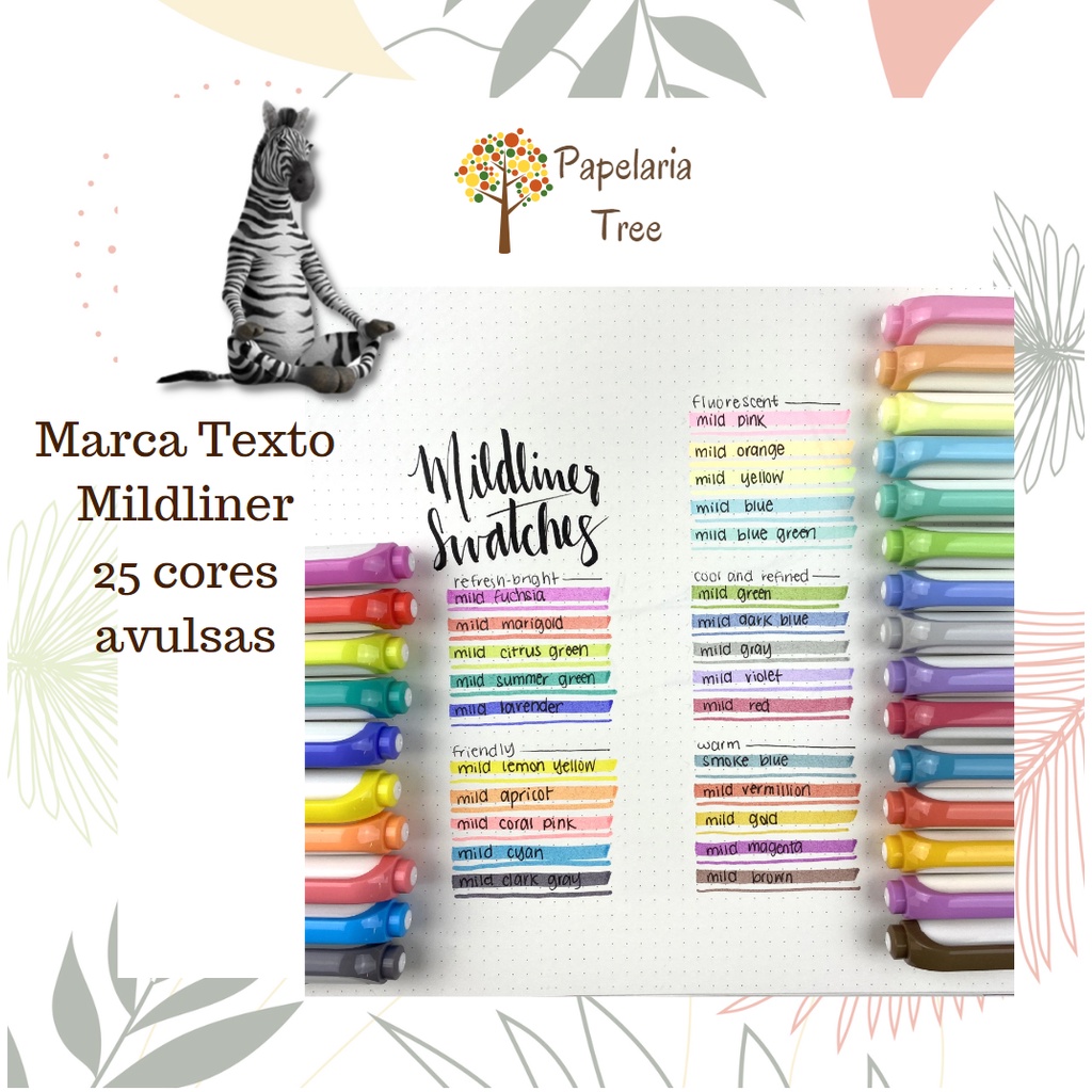 Marca Texto Zebra - Mildliner Ponta Dupla - 25 cores AVULSAS