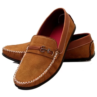 Sapato Mocassim Casual Costurado a Mão Sapatilha em Camurça Promoção Envio Rápido
