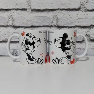 Par de canecas Mickey e Minnie personalizado com nomes