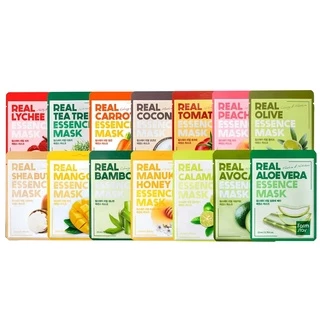 farmstay real essence mask 1ea 23ml 16 types em Oferta na Shopee