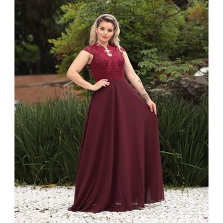 Vestido Marsala Madrinha Casamento Formatura Manga Japonesa
