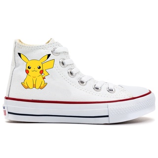 Tênis Tipo AllStar Branco e Preto Pikachu Pokémon - Índigo Trend