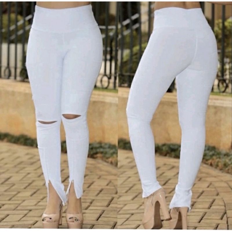 Calça best sale branca bandagem