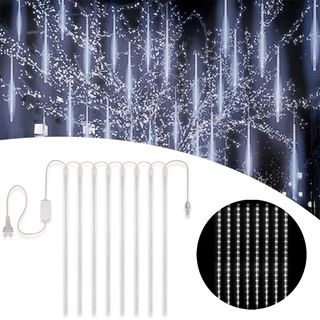 Kit 2 Cascata 8 Tubos Queda Pisca Chuva Gelo 50cm Branco