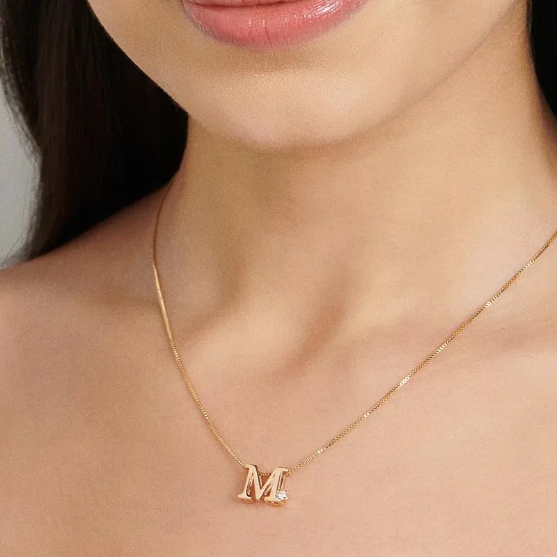 Pingente Rommanel Banhado Ouro Letra Cravejado Zircônia 542479