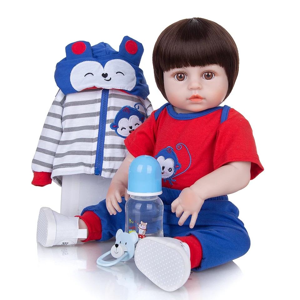Boneca Bebê Reborn Menino 48cm Original - 100% Silicone
